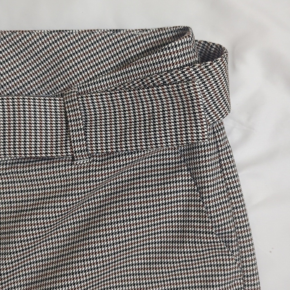 Banana Republic Houndstooth Belted Wide Leg Pants, Color White/Brown/Black Sz14 - Picture 5 of 12